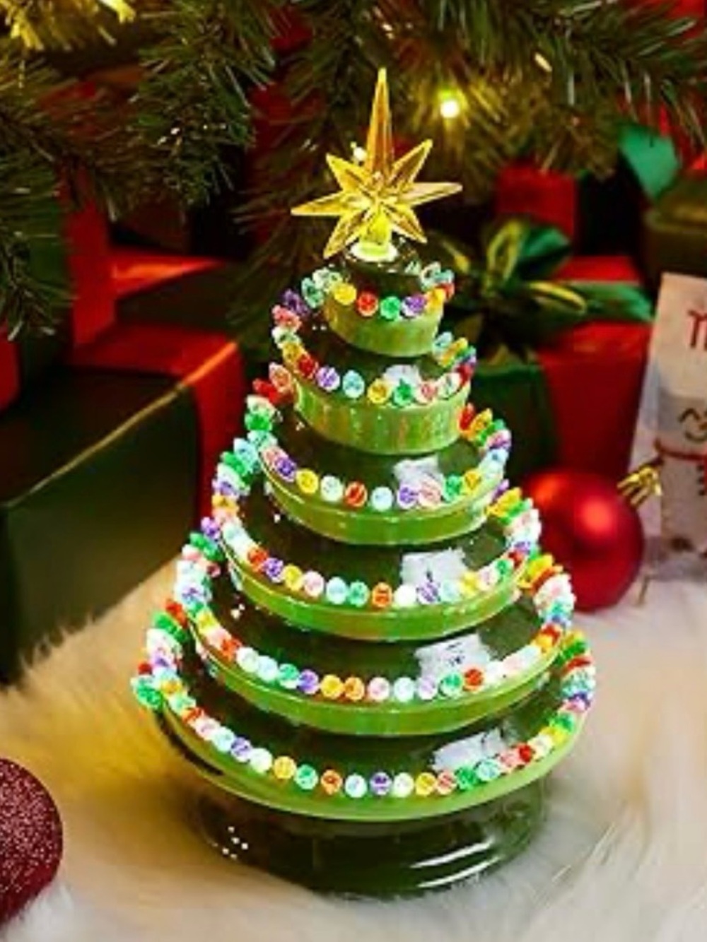 Joiedomi 12" Tabletop Prelit Ceramic Christmas Tree with 220 Multicolor Lights